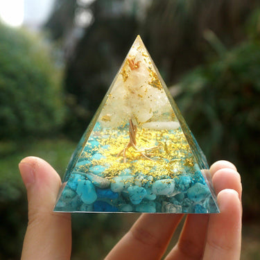#47- Handmade Rose Quartz & Turquoise Tree of Life 'EMOTIONAL BALANCE' ORGONITE Pyramid